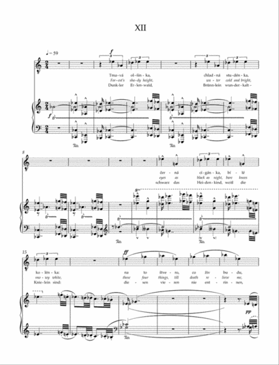 Zápisník zmizelého (The Diary of One Who Disappeared / Tagebuch eines Verschollenen) for Tenor, Alto, Three Female Voices and Piano Women's Choir scores gallery preview page 3
