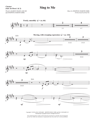 Book cover for Sing to Me - Clarinet (sub. Horn 1-2)