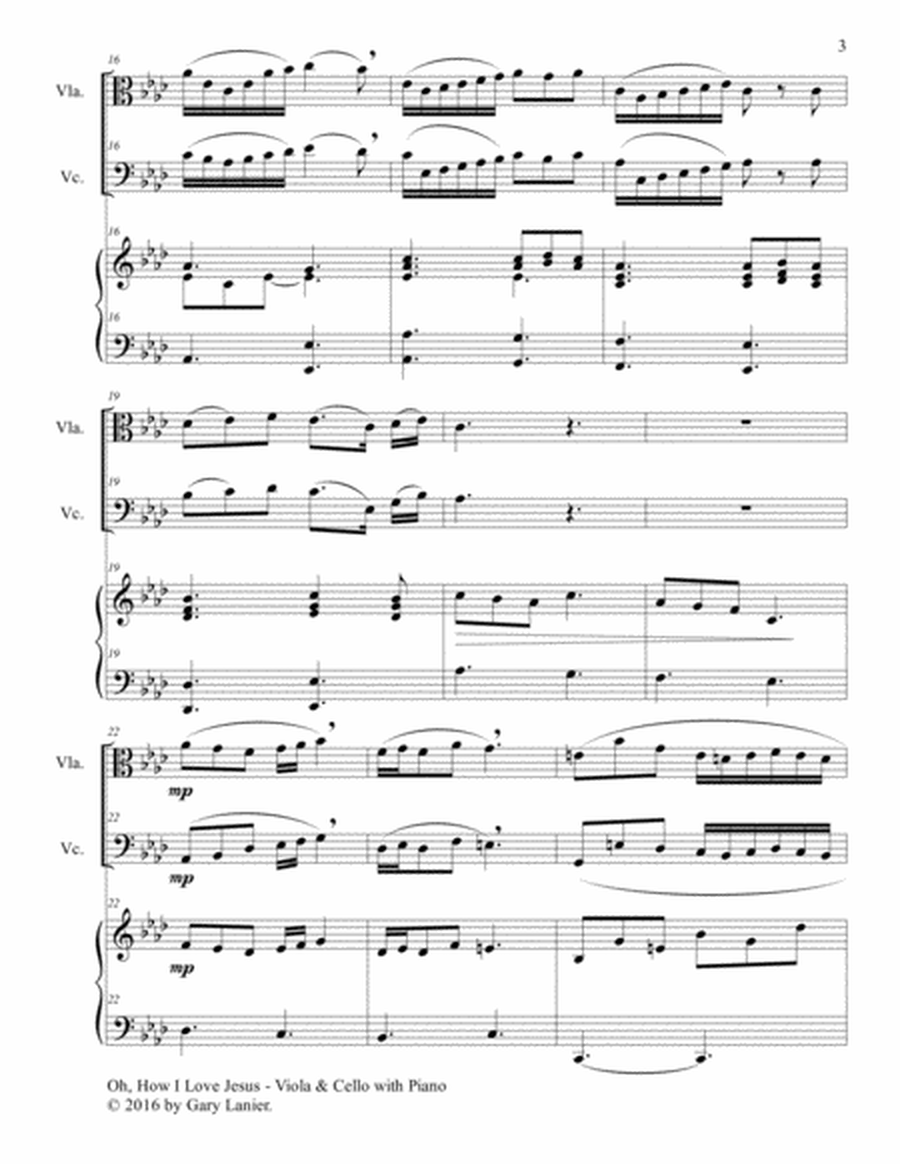 OH, HOW I LOVE JESUS (Trio – Viola, Cello and Piano with Parts) image number null