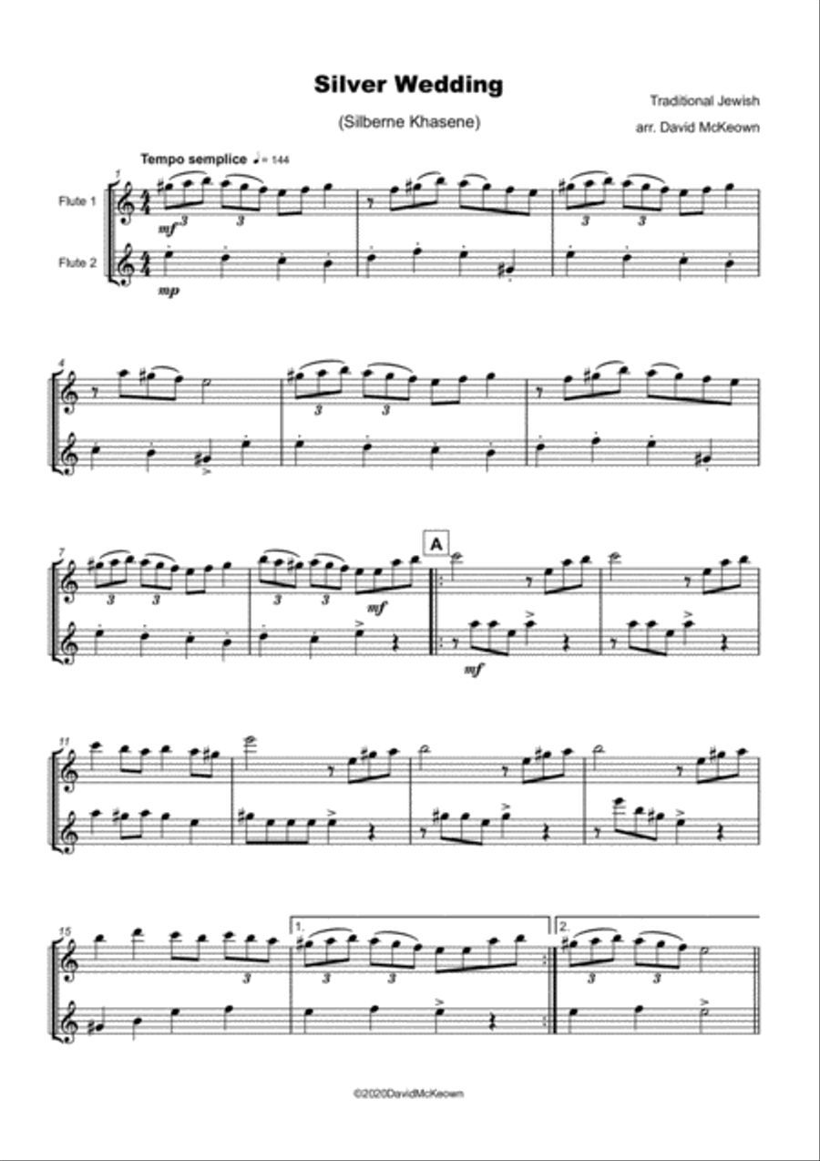Silver Wedding, Klezmer Tune for Flute Duet Flute Duet scores gallery preview page 2