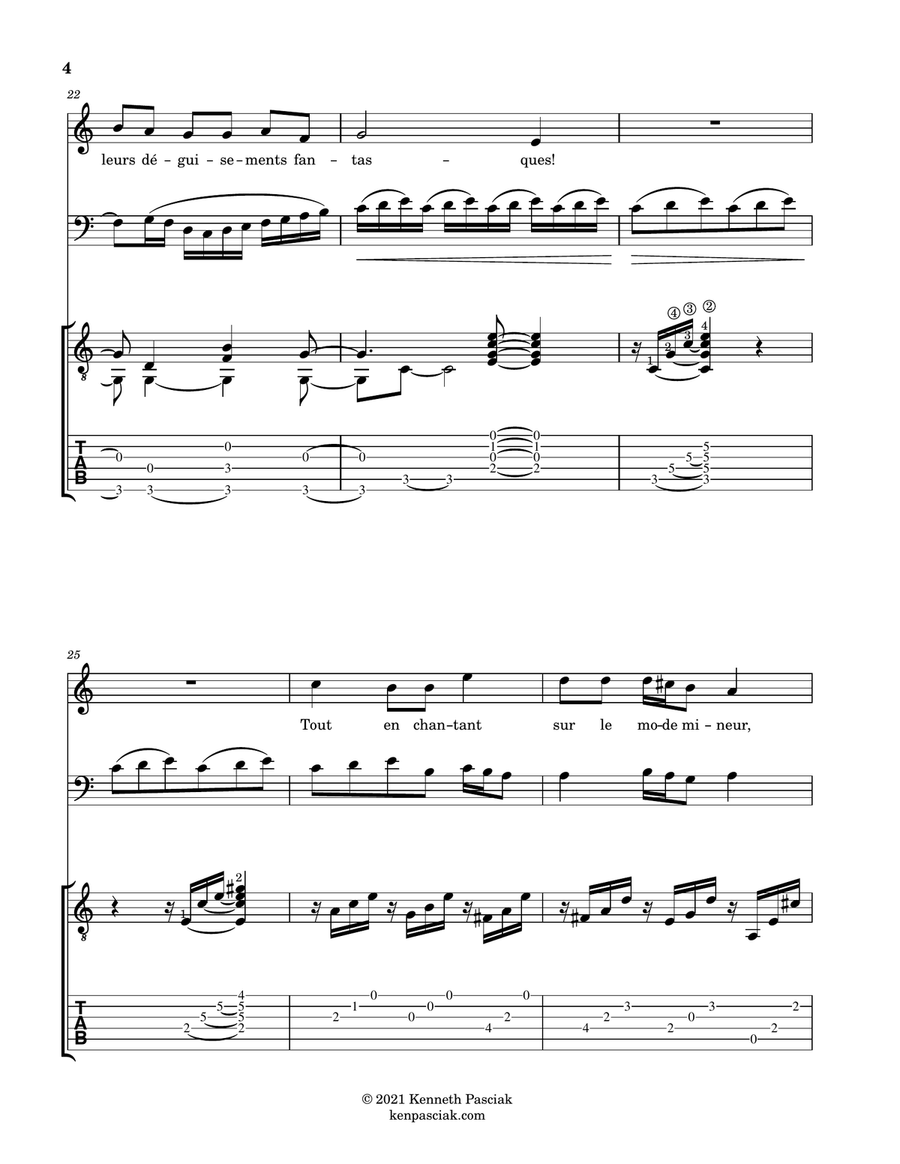 Clair de Lune (for Voice, Cello and Guitar) Small Ensemble scores gallery preview page 6