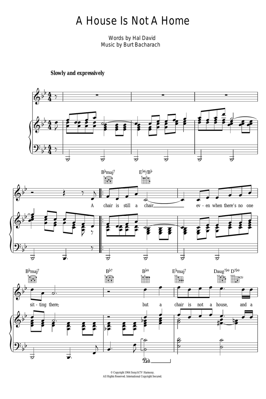 A House Is Not A Home Piano, Vocal scores gallery preview page 1