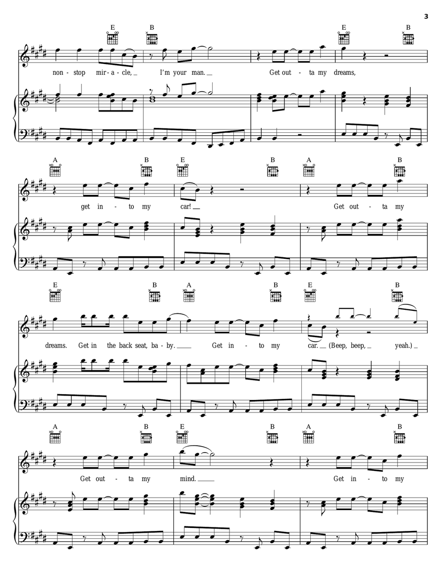 Get Outta My Dreams, Get Into My Car Piano, Vocal, Guitar scores gallery preview page 3