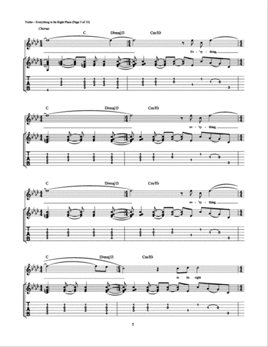 Everything in Its Right Place Electric Guitar scores gallery preview page 5