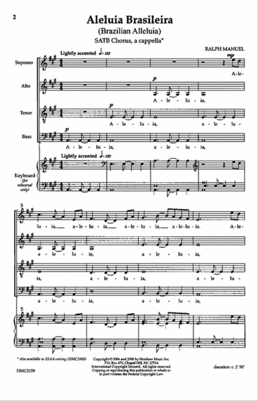 Brazilian Alleluia (Aleliua Braseleira) 4-Part scores gallery preview page 2