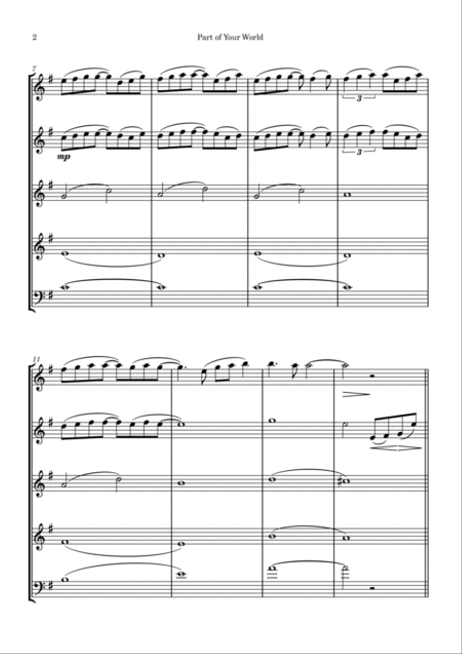 Part Of Your World Part Of Your World Woodwind Quintet scores gallery preview page 2