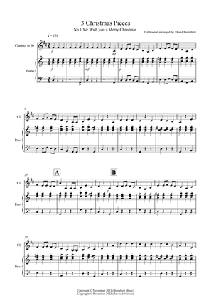 3 Easy Christmas Pieces for Clarinet and Piano