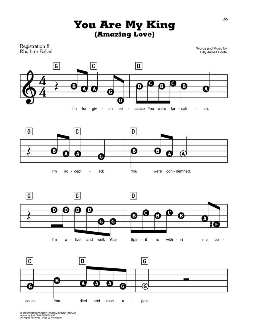 You Are My King (Amazing Love) Electronic Keyboard scores gallery preview page 1
