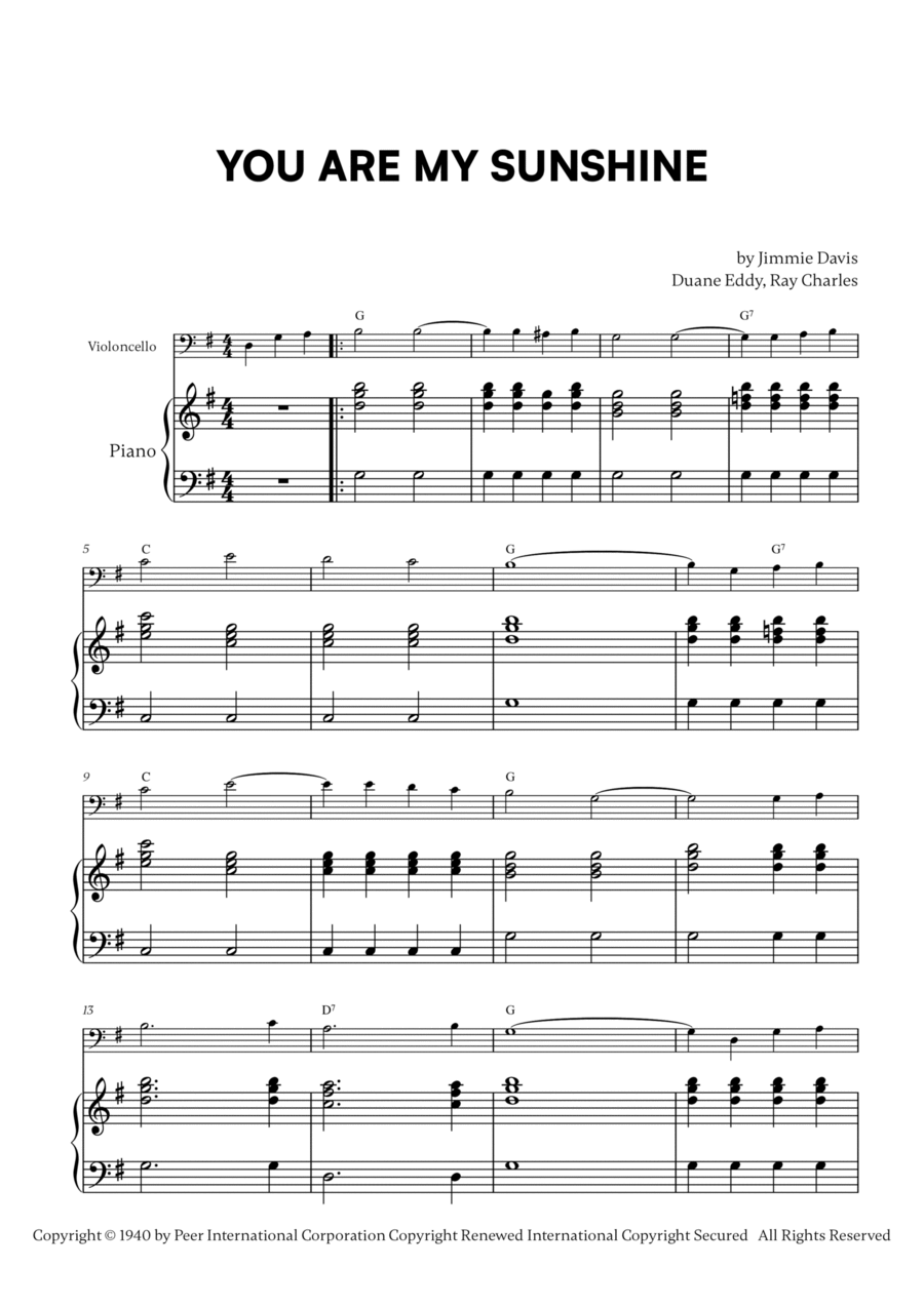 You Are My Sunshine You Are My Sunshine Piano scores gallery preview page 1