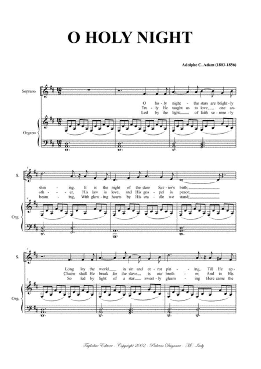 O HOLY NIGHT - Adam - For SOPRANO (or Tenor) and Piano - In D O HOLY NIGHT - Adam - For SOPRANO (or Tenor) and Piano - In D High Voice scores gallery preview page 2