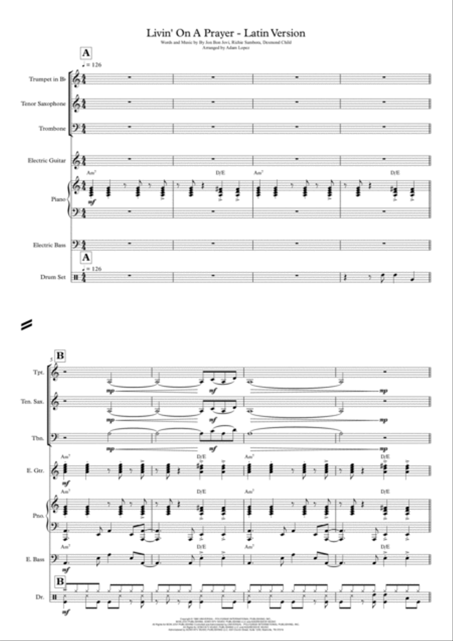 Livin' On A Prayer Large Ensemble scores gallery preview page 2