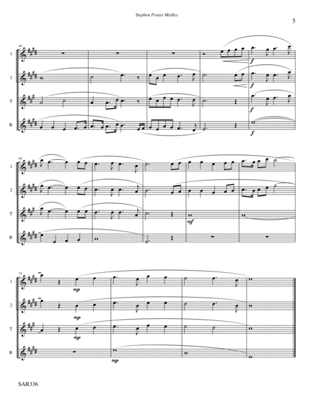 STEPHEN FOSTER MEDLEY for AATB SAXOPHONE QUARTET (unaccompanied) image number null