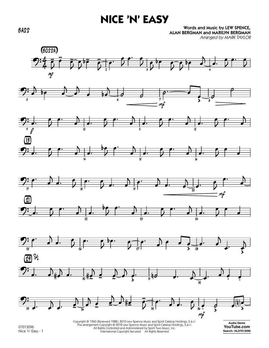 Nice 'n' Easy - Bass Jazz Ensemble scores gallery preview page 1