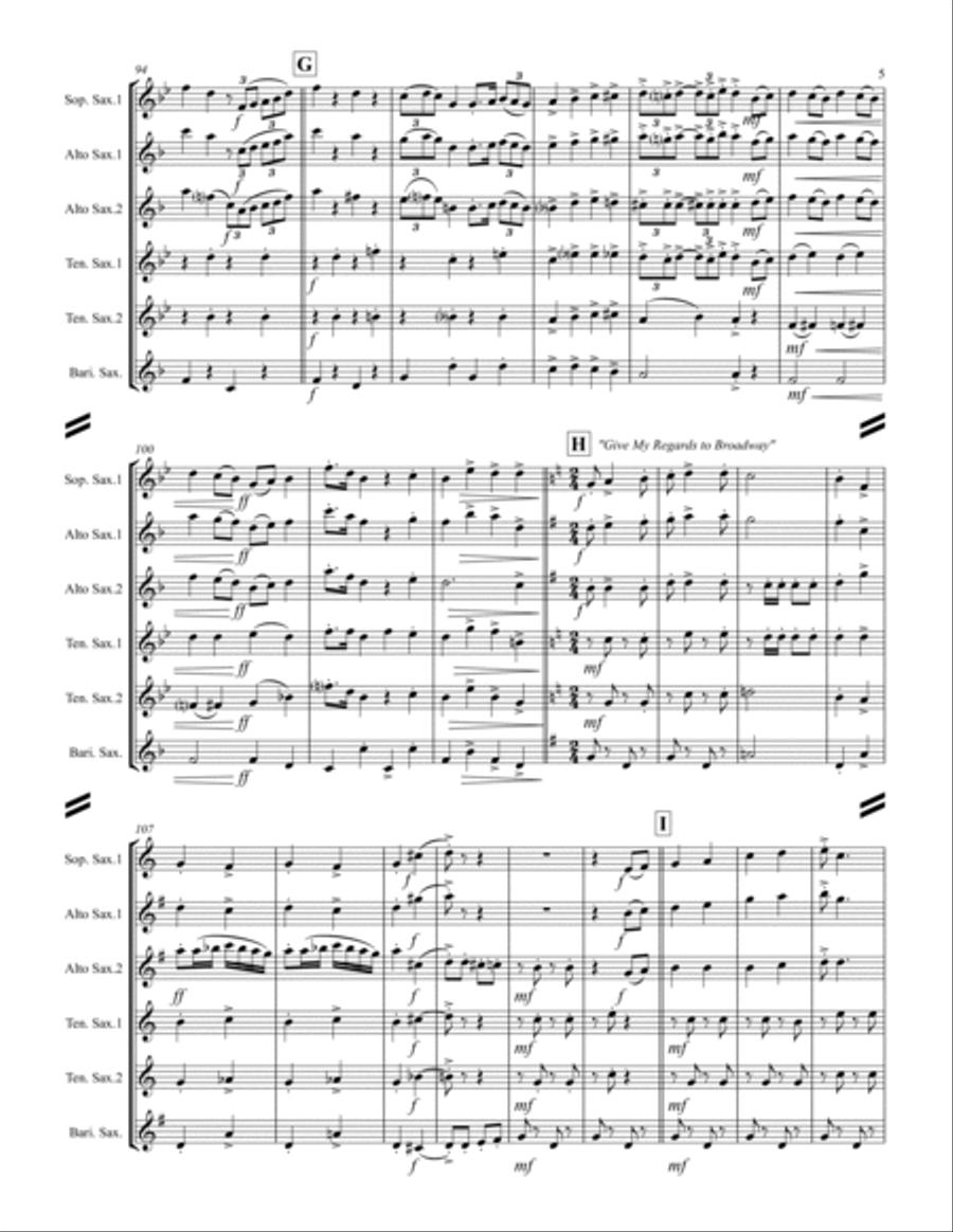 Broadway Medley (for Saxophone Quintet SATTB or AATTB) Saxophone Quintet scores gallery preview page 6