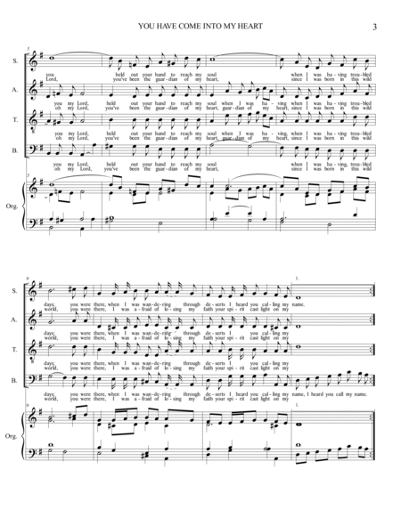 Psalm 139 - YOU HAVE COME INTO MY HEART - Arr. for SATB Choir and Organ on AIR ON THE G STRING" - Ba image number null