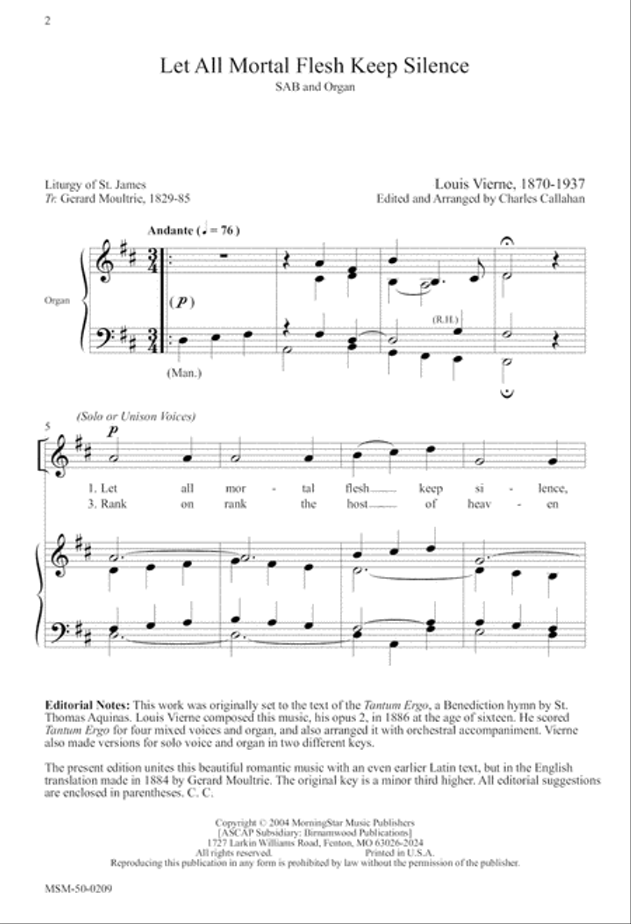 Let All Mortal Flesh Keep Silence 3-Part scores gallery preview page 1