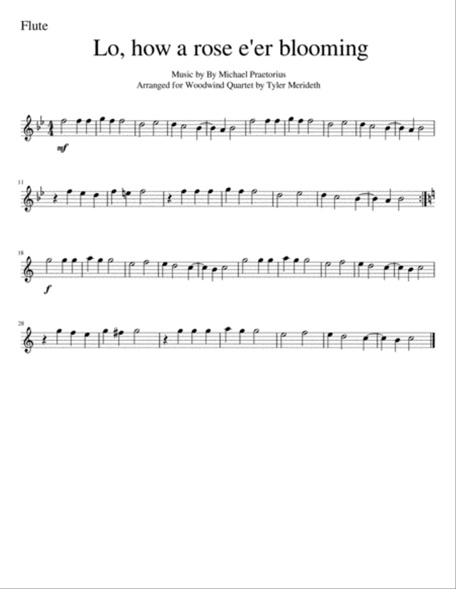 Lo, How A Rose E'er Blooming for Woodwind Quartet Woodwind Quartet scores gallery preview page 4