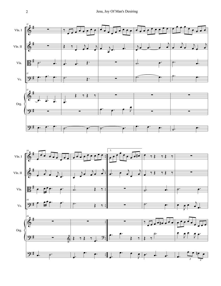 Jesu, Joy Of Man's Desiring (for String Quartet and Organ) String Quartet scores gallery preview page 3