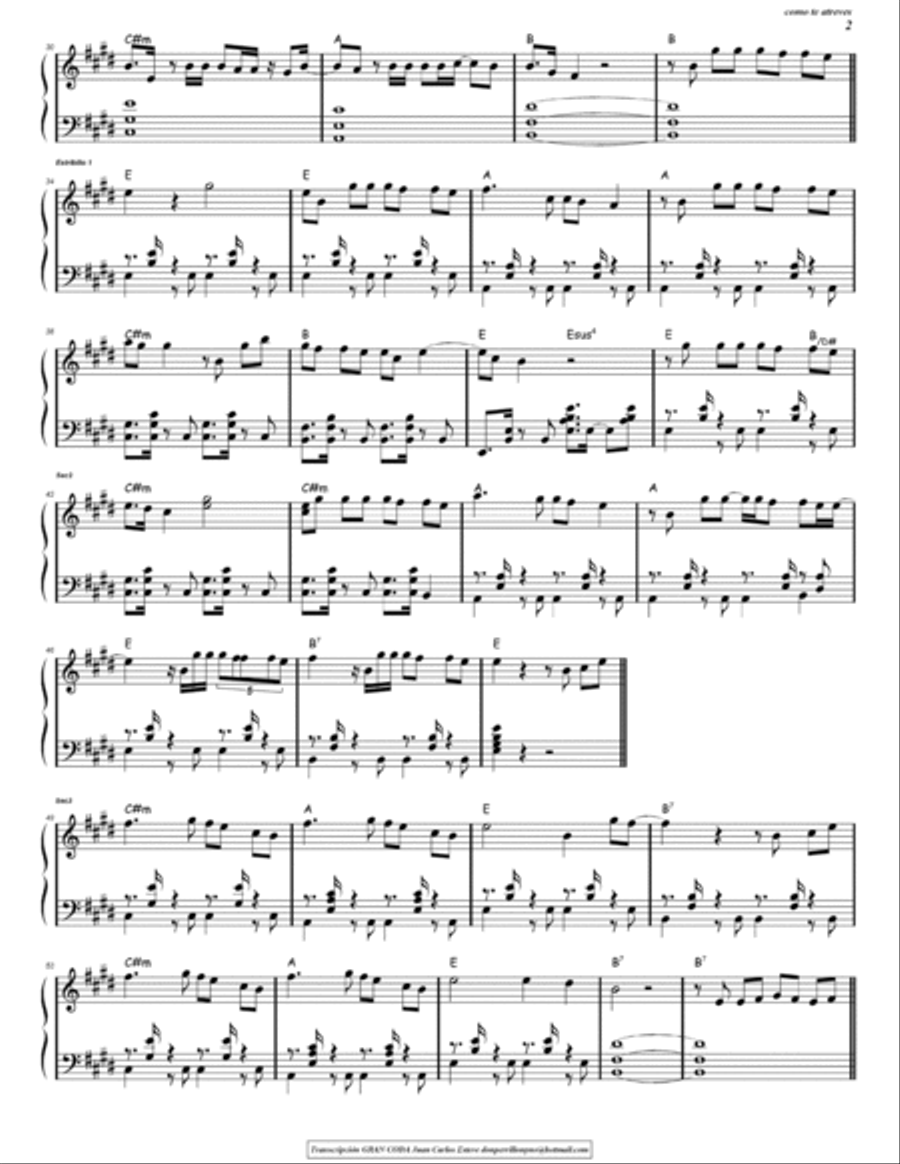 Como Te Atreves Easy Piano scores gallery preview page 2