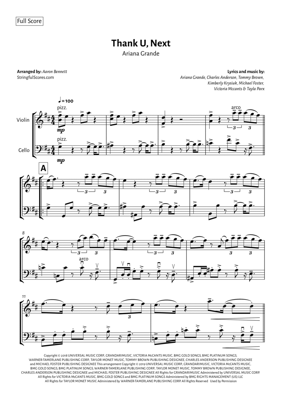Thank U, Next String Duet scores gallery preview page 1