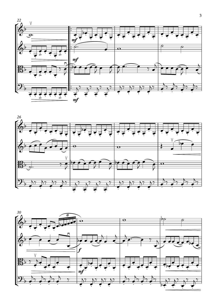 Honey, Honey String Quartet scores gallery preview page 3