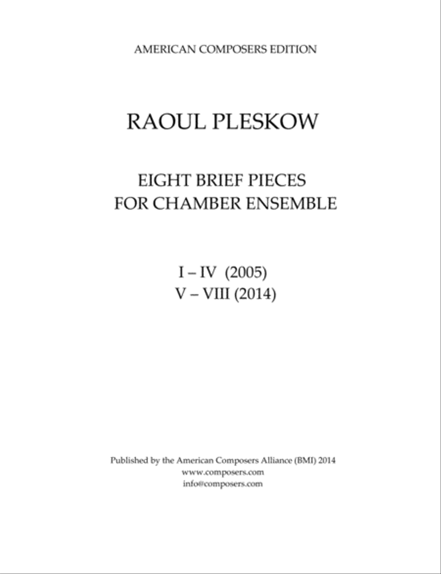 [Pleskow] Eight Brief Pieces for Chamber Ensemble Small Ensemble scores gallery preview page 3