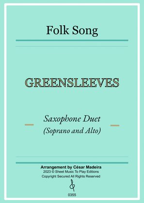 Greensleeves - Sax Duet (Soprano and Alto) - W/Chords (Full Score and Parts)