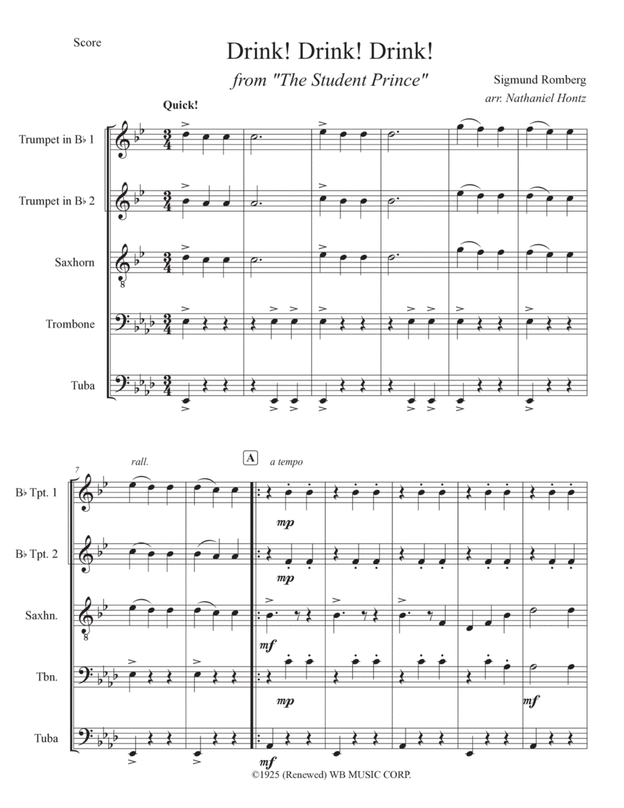 Drink! Drink! Drink! (The Drinking Song) Baritone Horn TC scores gallery preview page 1