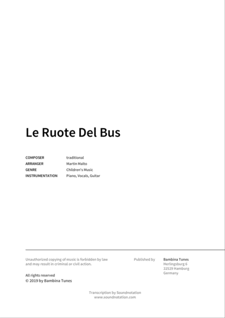 Le Ruote Del Bus Le Ruote Del Bus Piano, Vocal, Guitar scores gallery preview page 2