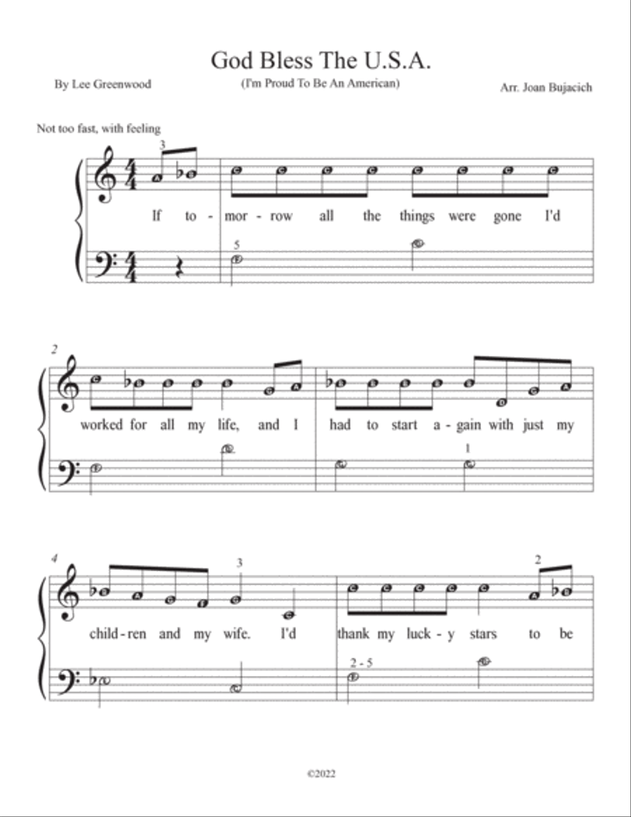 God Bless The U.s.a. Easy Piano scores gallery preview page 2
