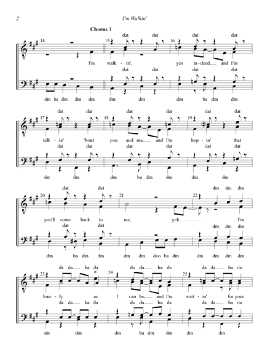 I'm Walkin' TTBB scores gallery preview page 2
