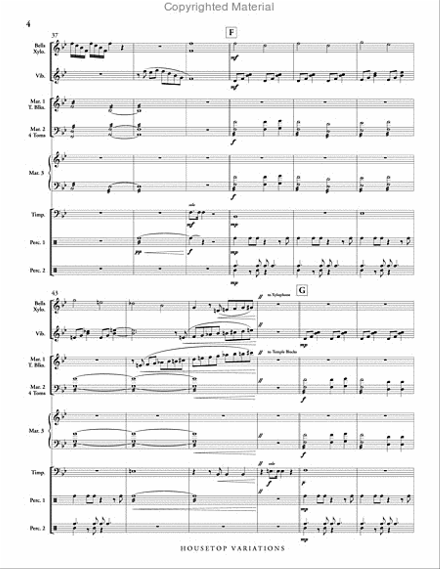 Housetop Variations (score & parts) Percussion Ensemble scores gallery preview page 5