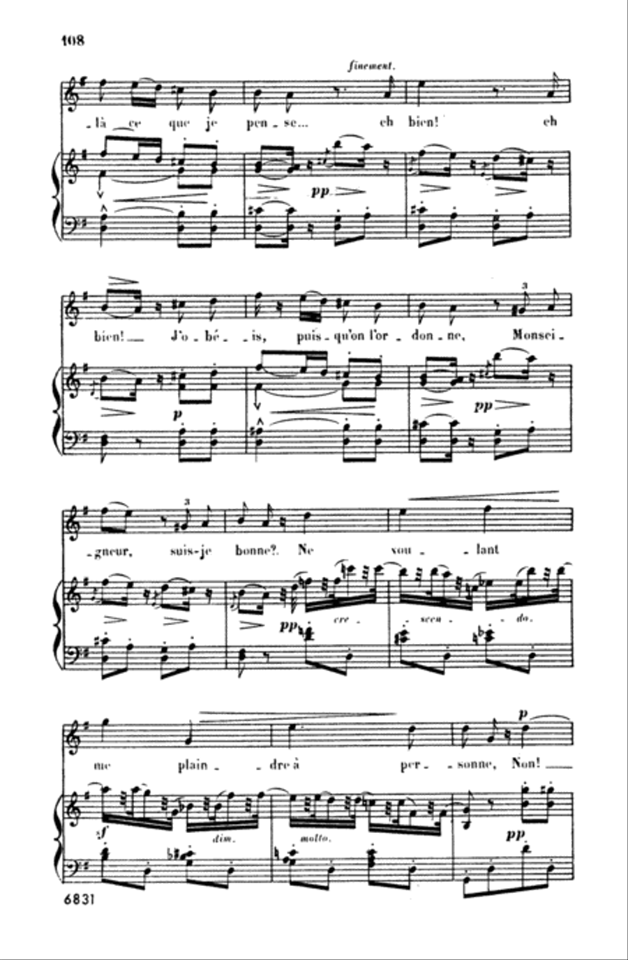 Bizet: Twenty Melodies-- Soprano or Tenor (French) Voice scores gallery preview page 3
