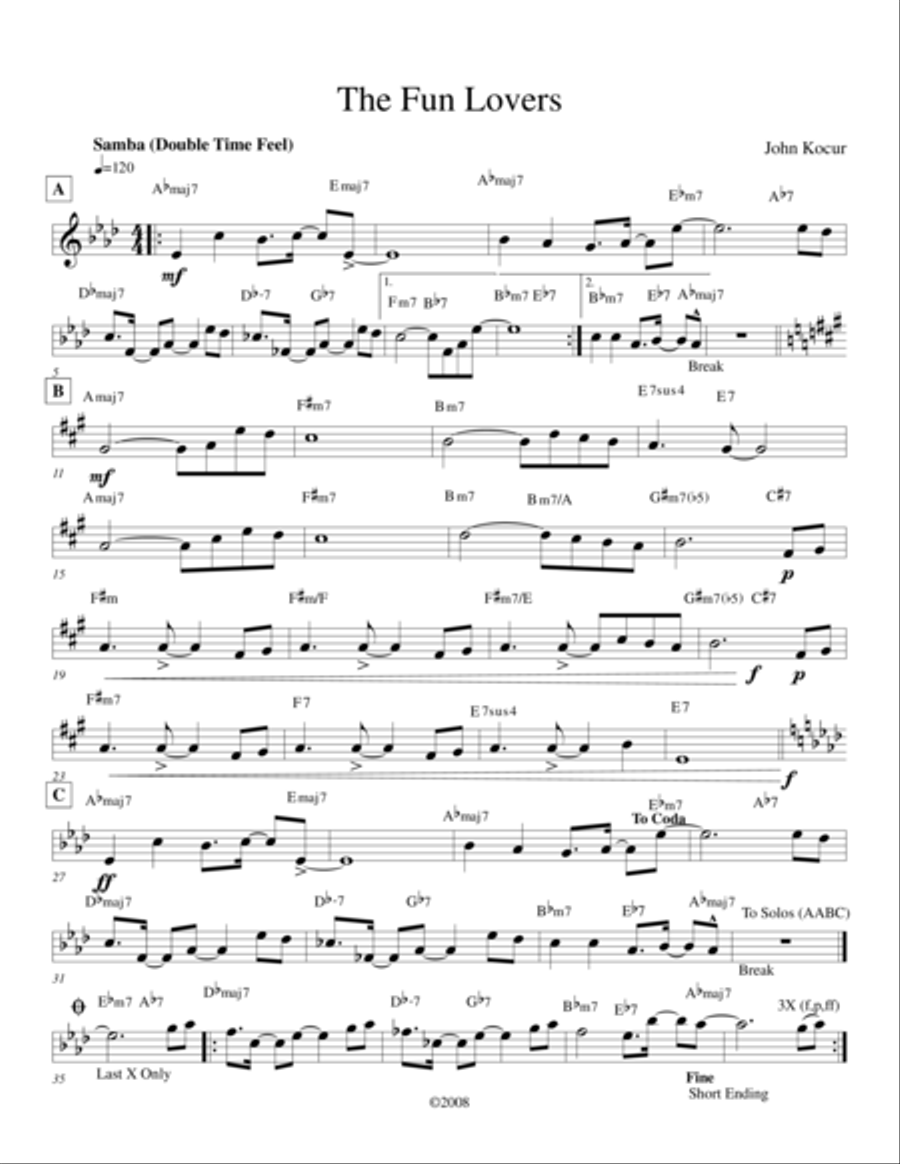 Fun Lovers Fun Lovers Jazz Ensemble scores gallery preview page 1