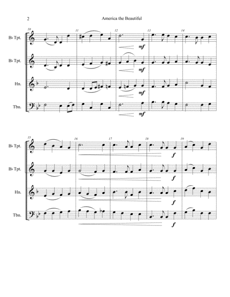 America the Beautiful for Brass Quartet/ Brass Choir image number null