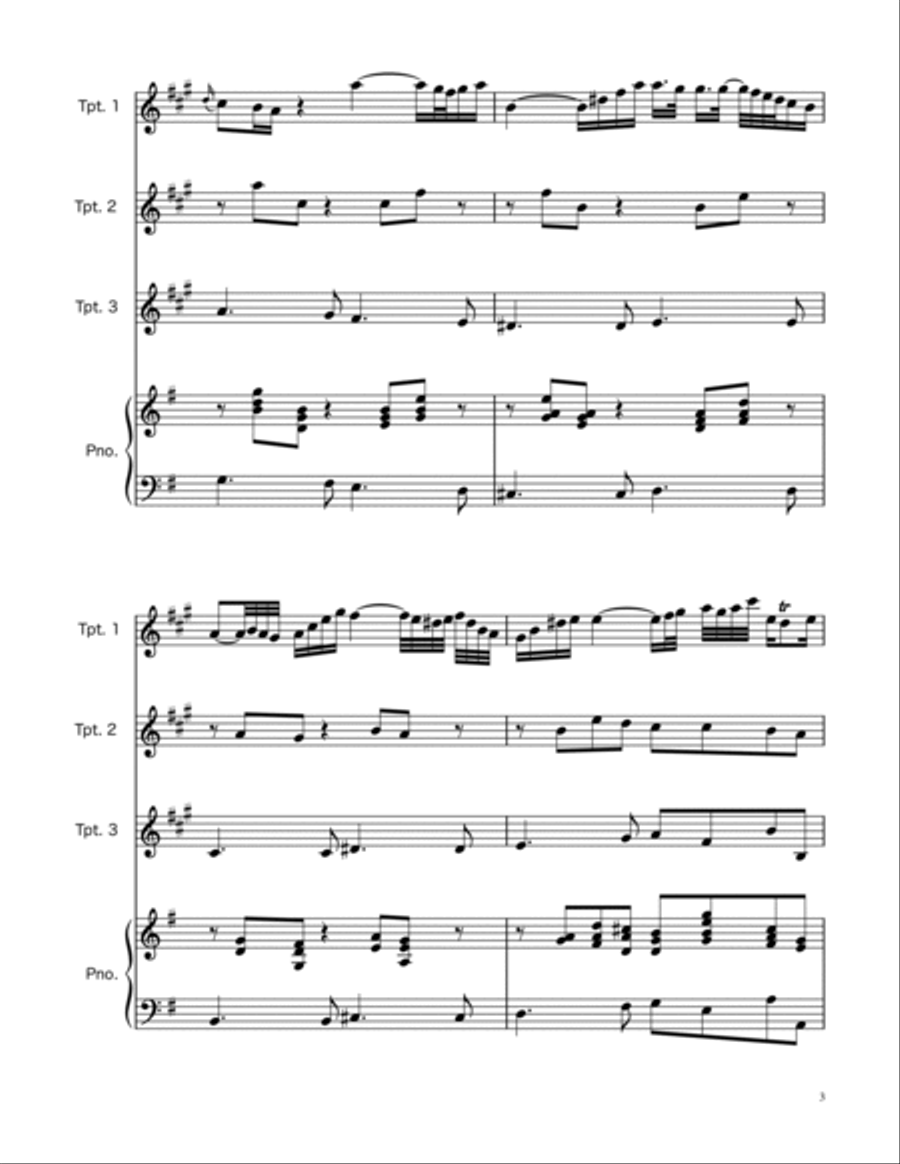 Arioso BWV 156 - Trumpet Trio w/Piano Trumpet Trio scores gallery preview page 3