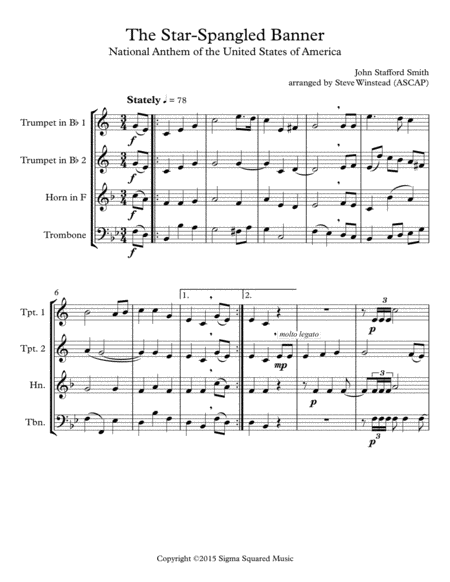 The Star-Spangled Banner for Brass Quartet image number null