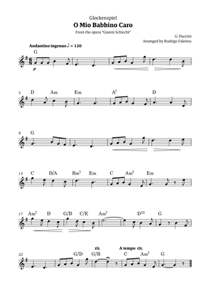 O Mio Babbino Caro - for glockenspiel solo (with chords)