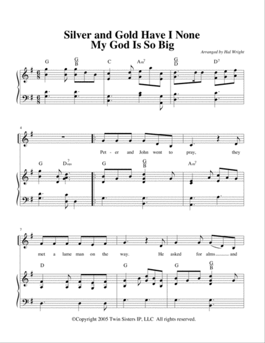 Silver and Gold Have I None, My God Is So Big Voice scores gallery preview page 1