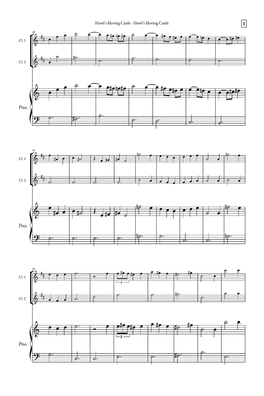 Howl's Moving Castle Woodwind Duet scores gallery preview page 3