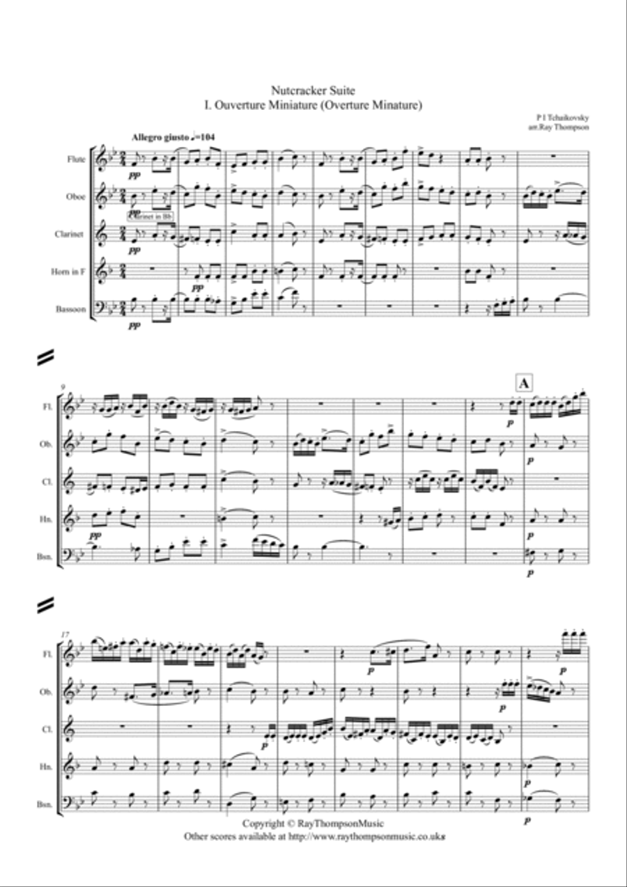Tchaikovsky: Casse-Noisette: Nutcracker Suite (Complete) (Score and Parts) - wind quintet Woodwind Quintet scores gallery preview page 2