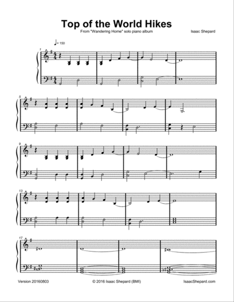 Top of the World Hikes Piano Solo scores gallery preview page 2