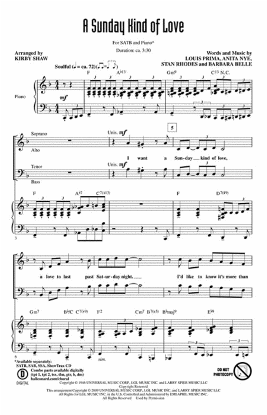 A Sunday Kind of Love A Sunday Kind of Love Choir scores gallery preview page 2