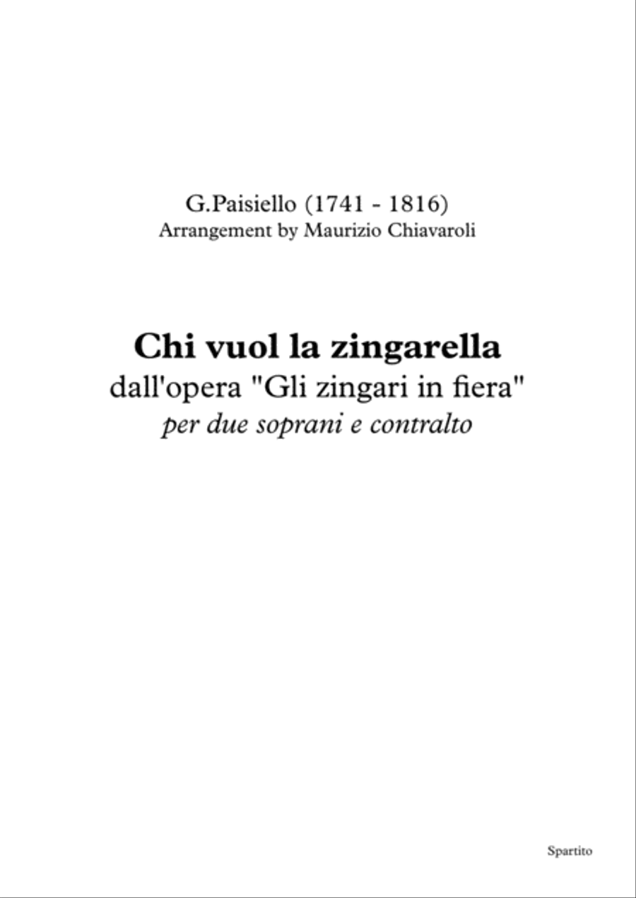 Chi vuol la zingarella (Choral version) SSA scores gallery preview page 1