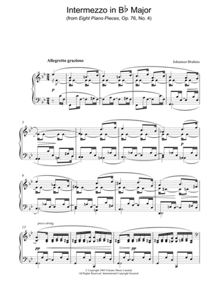 Book cover for Intermezzo in Bb Major (from Eight Piano Pieces, Op. 76, No. 4)