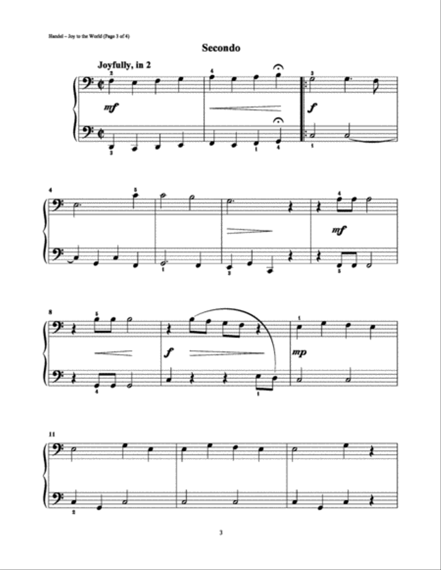 Joy to the World Piano Duet scores gallery preview page 3