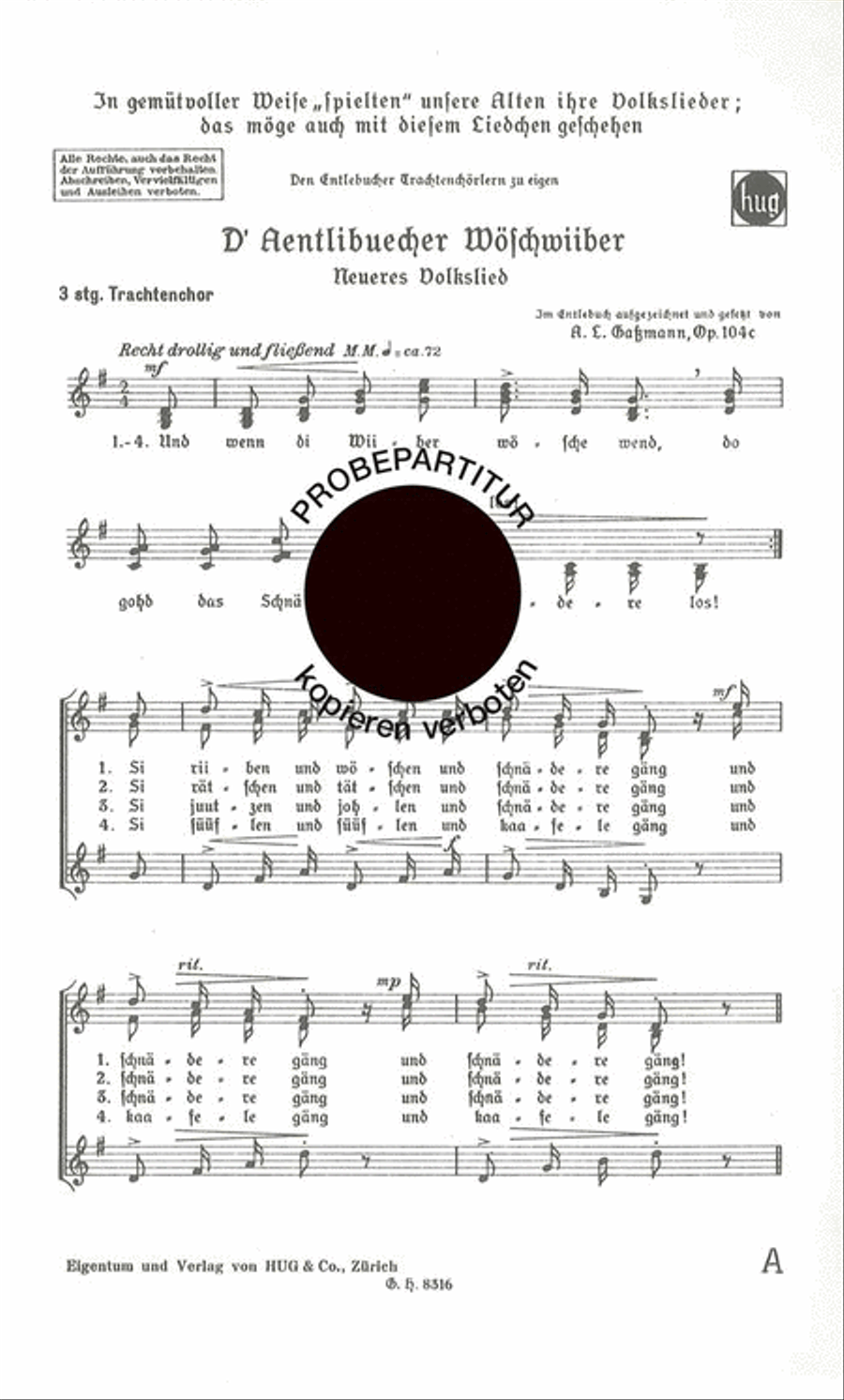 Aentlibuecher Woschwiiber Women's Choir scores gallery preview page 1