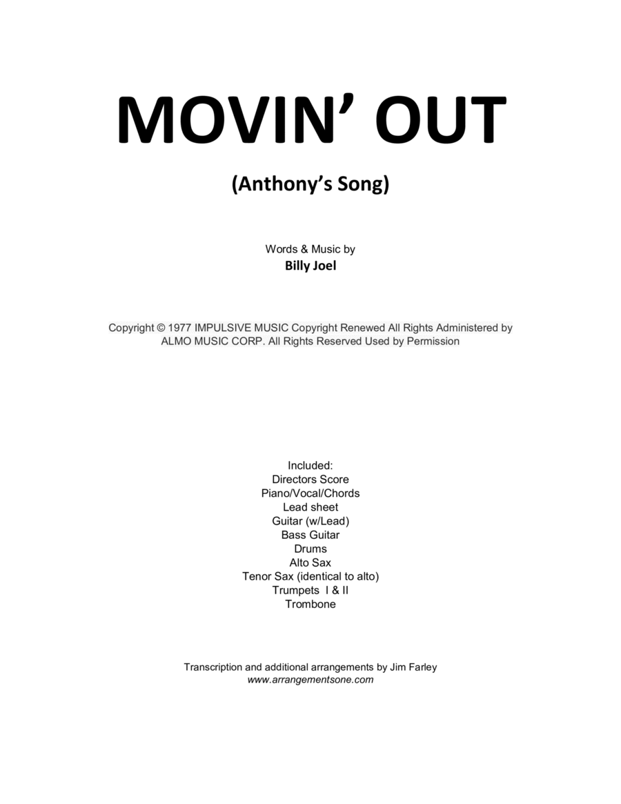 Movin' Out (anthony's Song) Large Ensemble scores gallery preview page 1