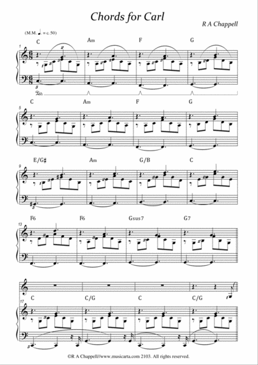 Chords for Carl (piano solo) Piano Solo scores gallery preview page 1