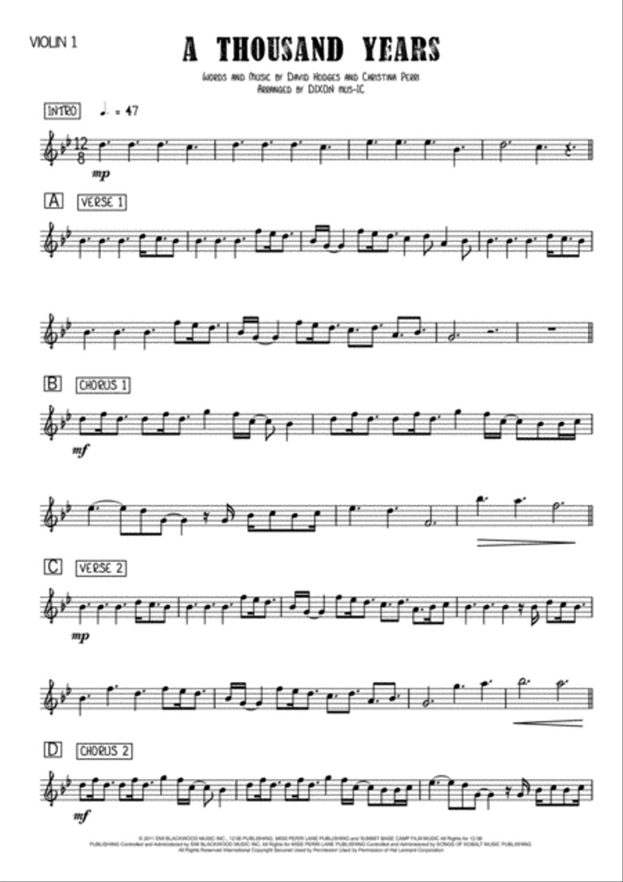 A Thousand Years A Thousand Years String Quartet scores gallery preview page 1
